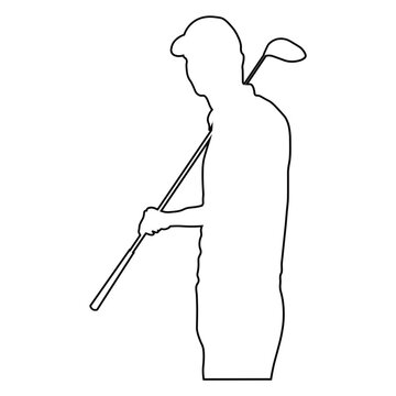 Line Sketch of a Male Golfer.