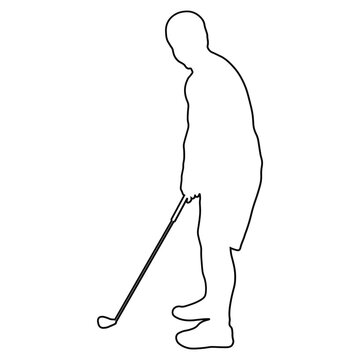 Line Sketch of a Male Golfer.