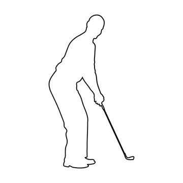 Line Sketch of a Male Golfer.
