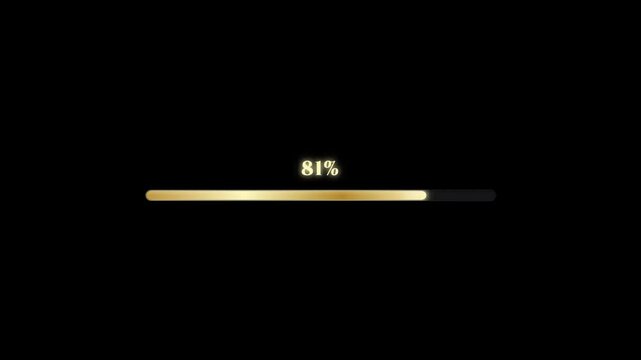 A sleek golden progress bar steadily advances from 5% toward completion against a minimalist black backdrop, depicting a digital loading or data transfer process.