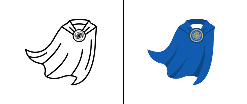 Blue Superhero Cape with Ashoka Chakra for Indian Constitution Day and Ambedkar Jayanti Celebration