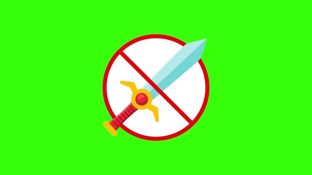 Premium Vector Prohibited Sword Weapon Icon Motion Graphic 4K