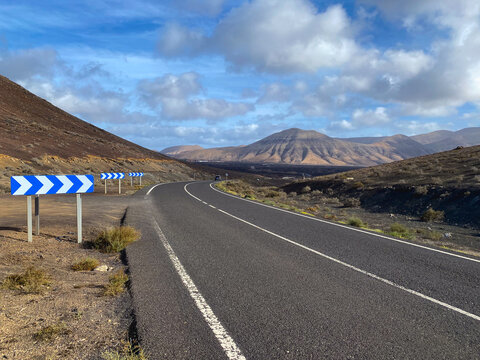 On the road to Yaiza city, Lanzarote, Spain