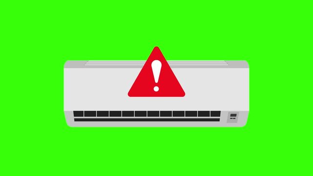 Air Conditioner Error Code Alert Icon Graphic Element on Green Screen Chroma Key 4K