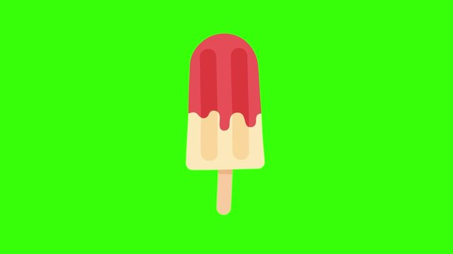 4k Vector Popsicle Floating on Green Screen Chroma Key