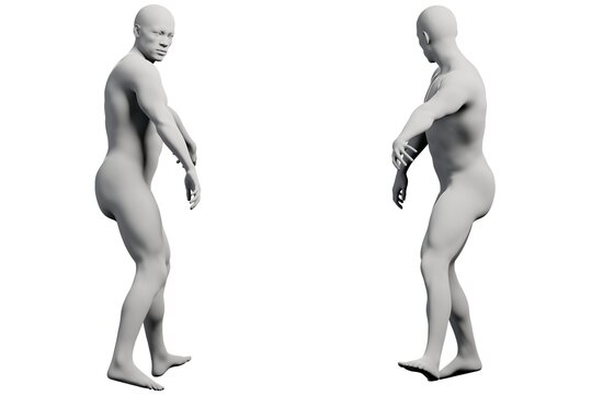 3D rendered mannequin body reference pose standing
