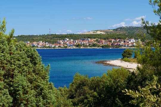 Croatia coastline with resort town and adriatic sea