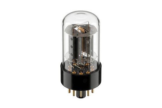 Vintage electronic vacuum tube isolated on black background.
