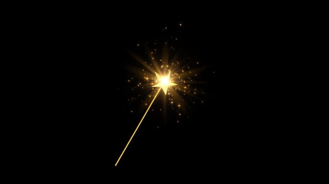 Golden Magic Wand Sparkle Alpha Channel Animation for Fairy Tale, Fantasy & Celebration Videos,gold glitter isolated motion design element