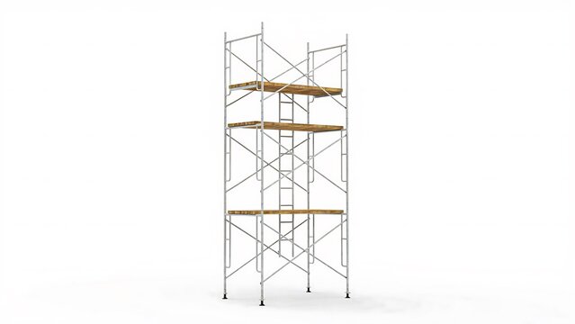 Scaffolding tower structure isolated on white background for construction and industrial work