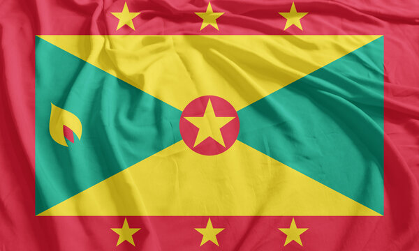 Grenada Flag Wind Waving CloseUp Breeze Wave