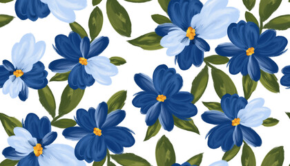 Painting flowers pattern. Seamless floral pattern design © akın demirci