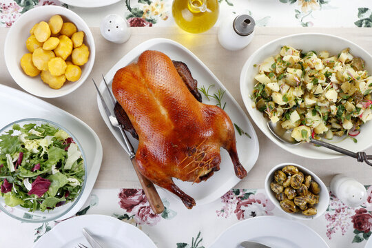 Roasted duck with sides