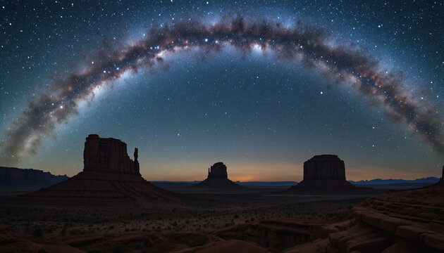 Breathtaking Milky Way Galaxy Arch over Monument Valley at Night