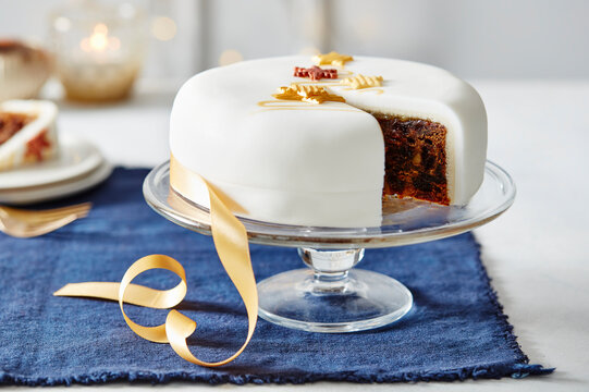 Fully iced fruit cake