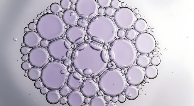 Beautiful close up bubbles floating together in a cluster with natural light refraction effects