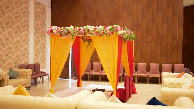 Traditional Indian Wedding Mandap Setup with Floral Decor in Delhi NCR India