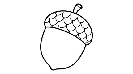 Outline illustration of an acorn with its cap, isolated on a white background, graphic element © Siska