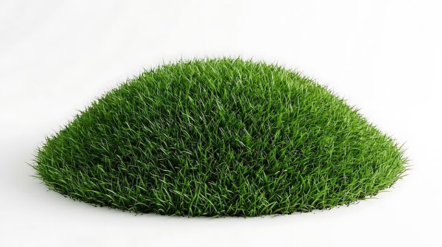 Realistic Green Grass Mound Isolated on White Background for Architectural Rendering Presentation Landscape Elements