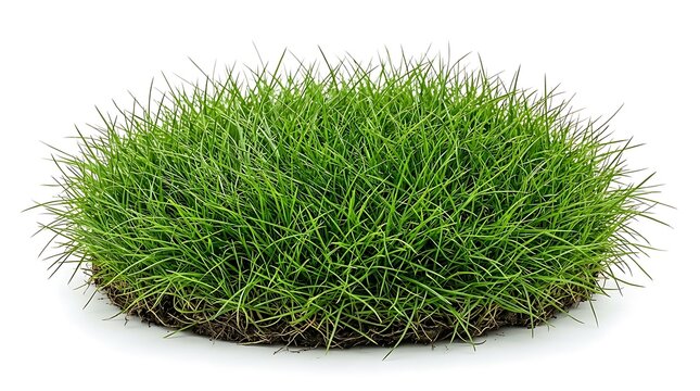 Fresh Green Grass Patch Isolated on White Background for Landscaping Garden Lawn Turf Design Professional Visual Asset.