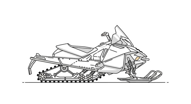 Modern Snowmobile Outline Vector Illustration