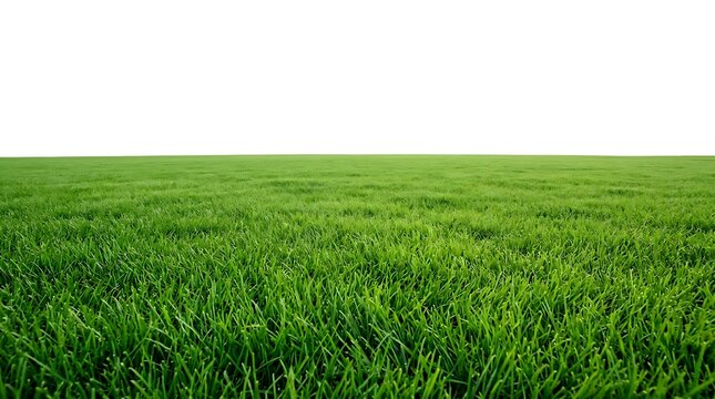 Lush Green Grass Field Isolated on White Background for Environment Concept and Nature Theme Graphic Design Template