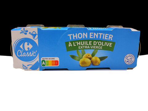 paquet de petites boites de thon de Carrefour