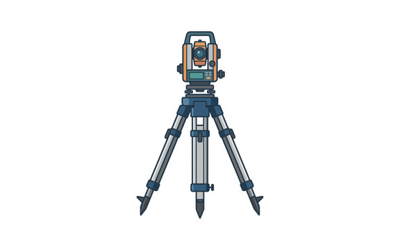 Total Station Surveying Instrument Vector Illustration