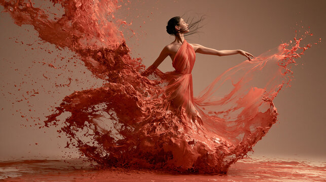 young woman dancing in the water