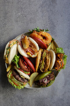 Variety of Gua bao buns
