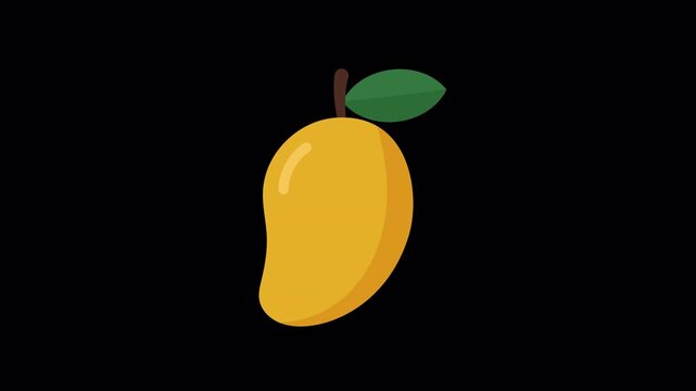 Yellow Mango Fruit Swaying with Leaf Flutter on Alpha Channel