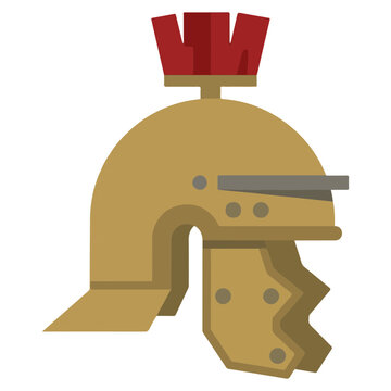 Roman centurion helmet flat icon vector illustration with centurion military protection headgear gladiator