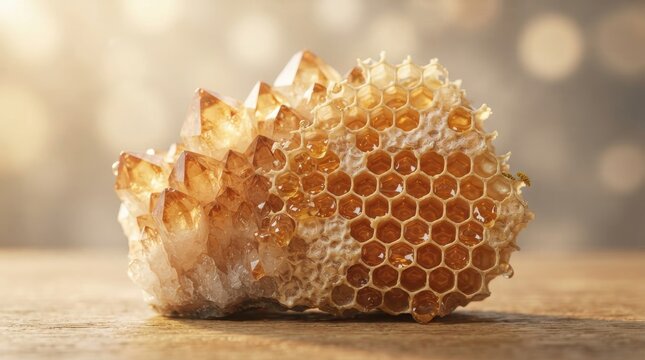 Citrine crystal cluster with natural honeycomb