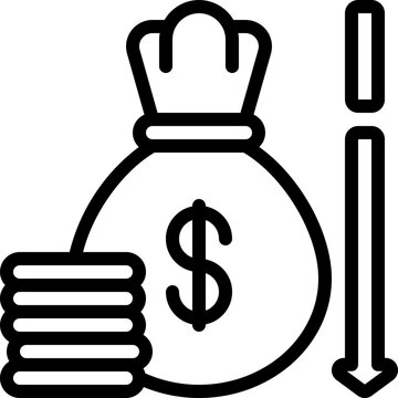 Declining money showing financial weakness
