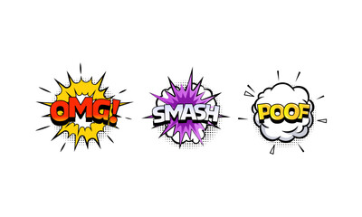 Plakat Comic Book Sound Effects onomatopoeia speech bubble OMG