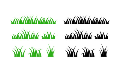 Obraz premium Green and Black Grass Silhouettes border nature