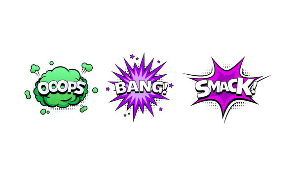 Comic Book Sound Effects onomatopoeia oops bang smack