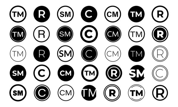 Intellectual Property Symbols Collection trademark copyright service mark