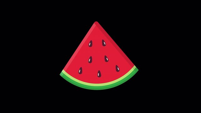 Watermelon Slice Floating on Alpha Channel Transparent Background Loop Animation