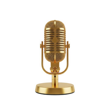 Golden vintage microphone on stand