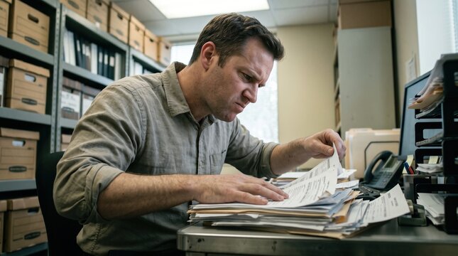 Compliance officer sorting vendor risk forms searching for missing SLA