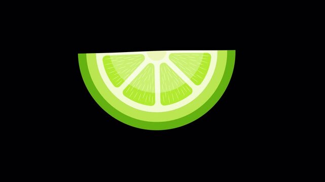 Green Lime Slice Rocking Motion Graphic Animation on Alpha Channel