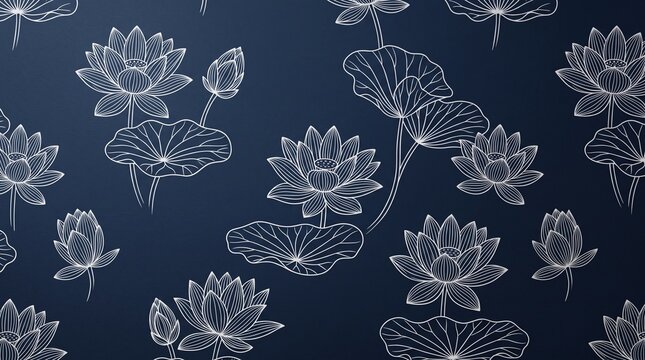 Elegant lotus flower pattern on dark background for design use