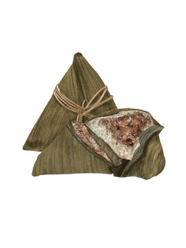 Sticky rice dumpling wrapped in leaf with savory filling Bacang