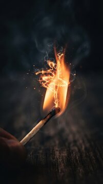 Ballerina shape formed by flames on a burning matchstick