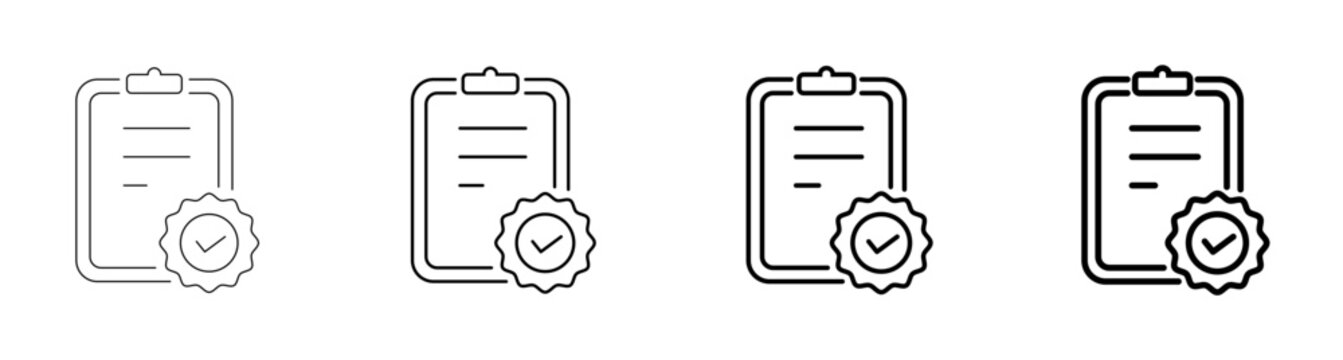 Terms and Conditions Clipboard Approved Stamp Icon Vector Line Art Outline Illustration
