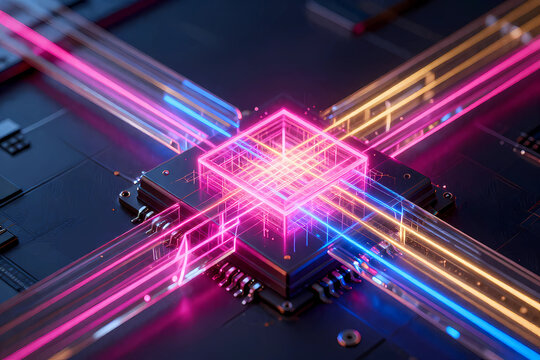 Optical neural network chip with glowing photonic laser pathways