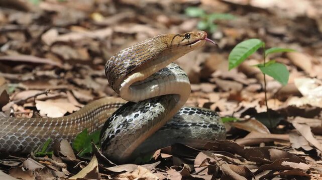 Coelognathus radiatus is a non-venomous snake commonly found in southeast asia and thailand