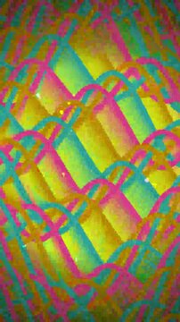 Vibrant Abstract Animation of Layered Curved Lines in Pink Blue and Yellow.