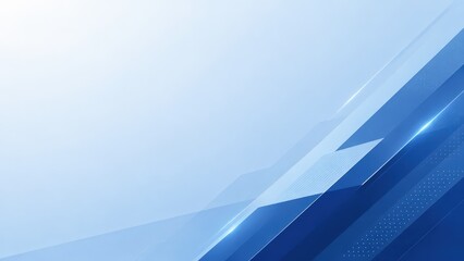 Obraz premium Blue Corporate Geometric Background with Angular Layers, Light Accents and Large Copy Space